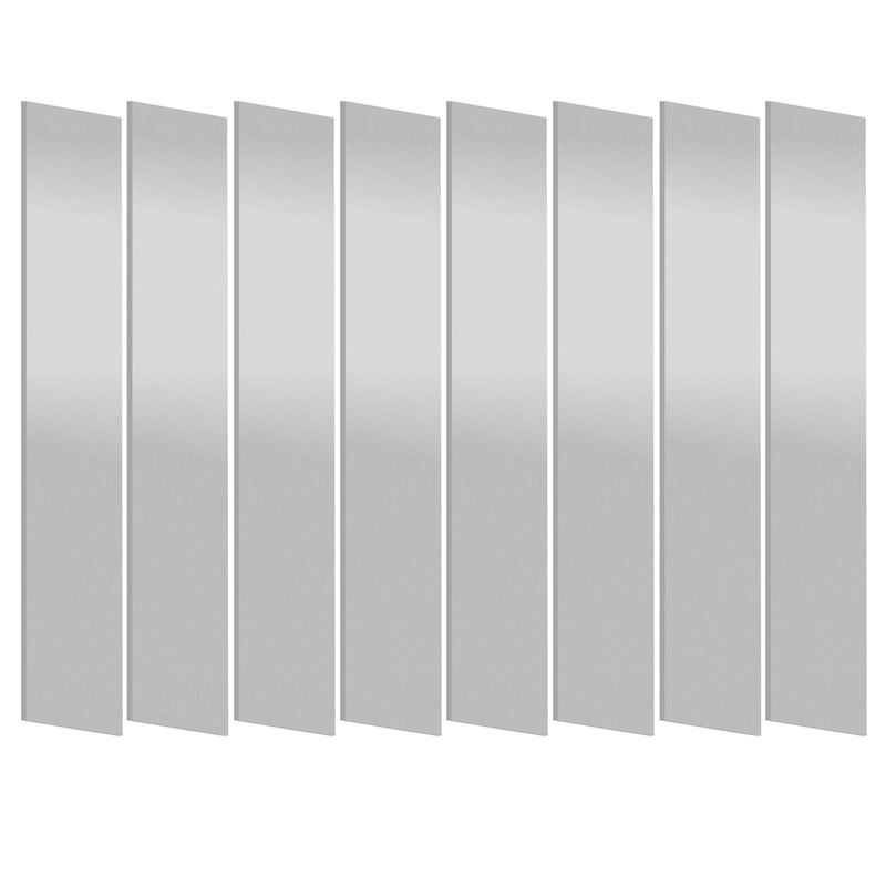 Mardatt 10Pcs 304 Stainless Steel Strips Set, 1" Width x 6" Length x 0.006" Thickness Silver Metal Shim Stock Sheet Gap Filler Trim for Wall, Fireplace, Mirror Edging and Craft Decoration - Image 1